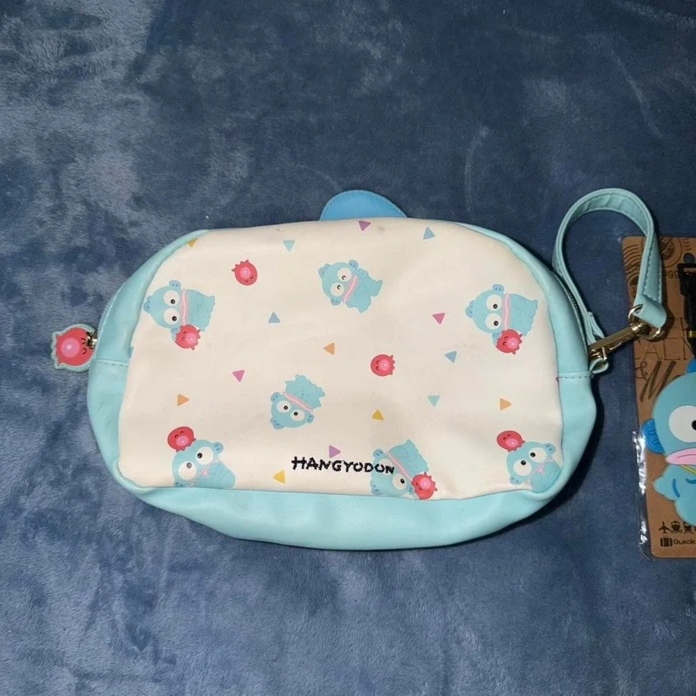 Blue and white fish shaped crossbody bag